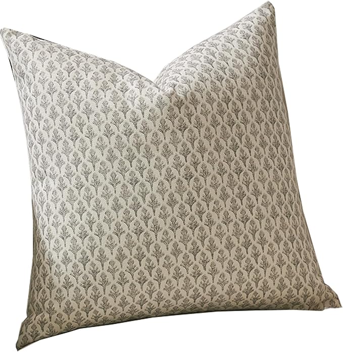 FIOUOVO Floral Pillow Covers 20x20 Pillow Cover Block Print Couch Pillows for Living Room Decorative Neutral Accent Throw Pillow Covers, 1PC, Light Taupe