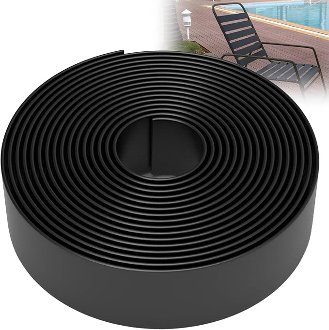 KOMORAX 100ft Long 1.5" Wide Vinyl Chair Strapping. Repair & Replacement Matte Finish. for Patio Outdoor Lawn Garden Durable Attractive (Black)