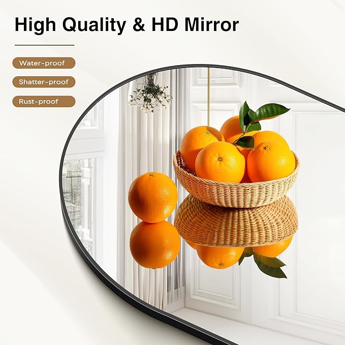 Arched Mirror, 20’’x40’’ Black Arch Mirror for Bathroom, Arched Bathroom Mirror with Frame, Modern Wall Mounted Mirror for Over Sink Mantle Bedroom Vanity Living Room Entryway