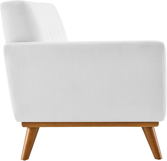Modway Engage Mid-Century Modern Upholstered Fabric Left-Arm Loveseat in White