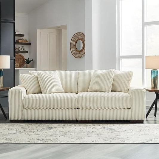 Signature Design by Ashley Lindyn Contemporary 2-Piece Sofa with Reversible Cushions, White