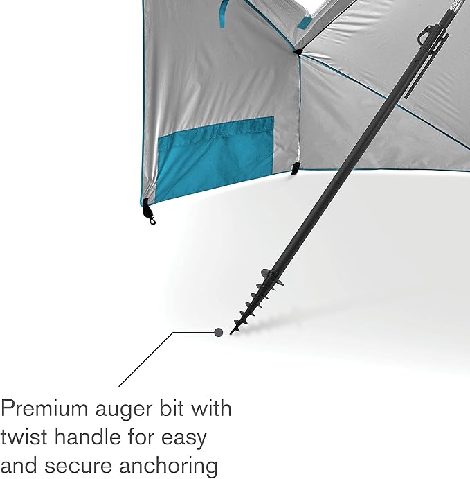 Sport-Brella Premiere UPF 50+ Umbrella Shelter with Patented Side Panels and Tilt Mechanism, Heavy-Duty 1.25 Inch Center Pole, Auger Anchor for Sand and Grass