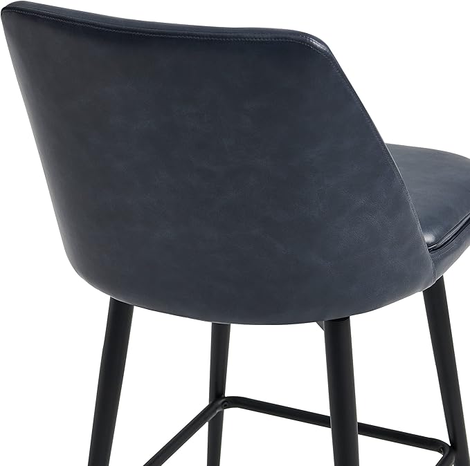 CHITA Swivel Bar Stools, 27.2" Counter Height Bar Stools Set of 2, FSC Certified Upholstered Modern Counter Stools, Metal Legs, Faux Leather, Blue