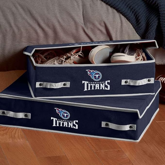 Franklin Sports NFL Under Bed Storage Bins - Folding Organizer Containers - NFL Team Office, Bedroom + Living Room Décor