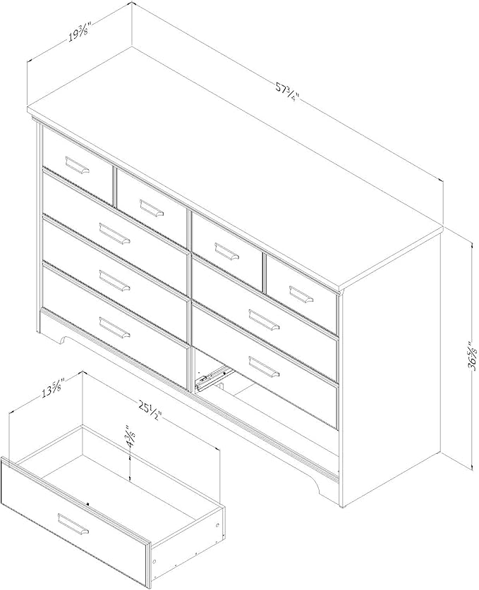 South Shore Versa 8-Drawer Double Dresser Gray Maple, Traditional