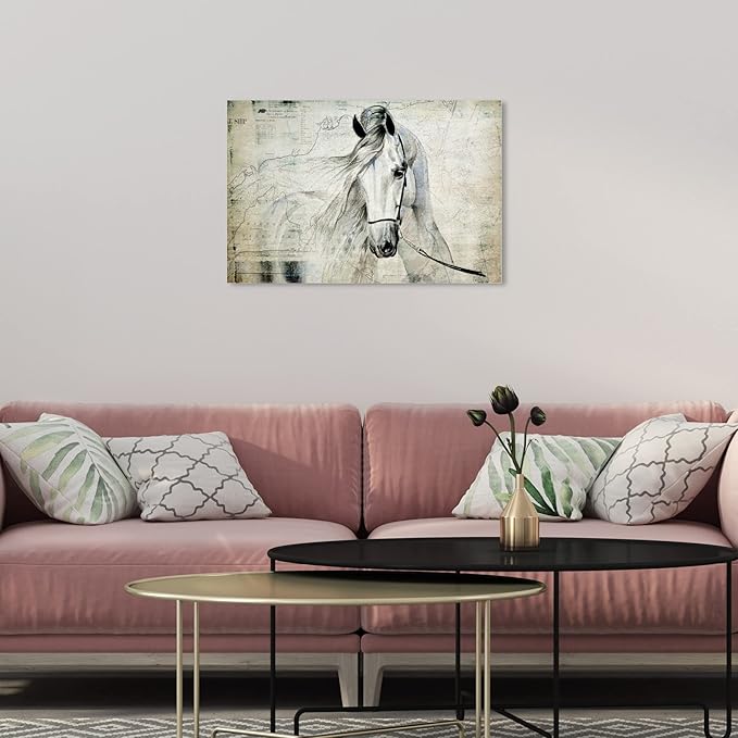 The Oliver Gal Artist Co. Oliver Gal 'Antiqus Equus' Gray Equestrian Wall Art Print Premium Canvas 24" x 16"