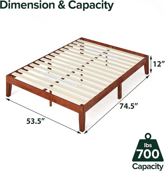 Zinus Wen Wood Platform Bed Frame/Solid Wood Foundation/Wood Slat Support/No Box Spring Needed/Easy Assembly, Full