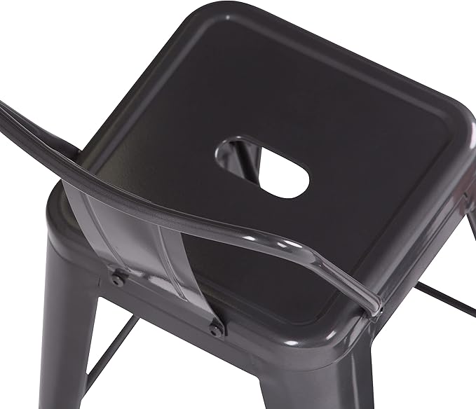 SIMPLIHOME Rayne Industrial Metal 24 inch Counter Height Stool (Set of 2) in Grey for the Dining Room and Kitchen