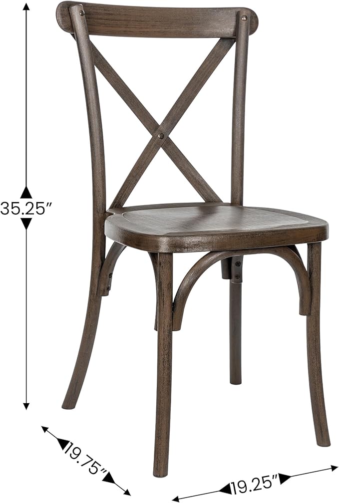 Flash Furniture Hercules Commercial Indoor/Outdoor Cross Back Chair, Wood Look, Weather-Resistant, Lightweight Design, Versatile Use, Dark Brown