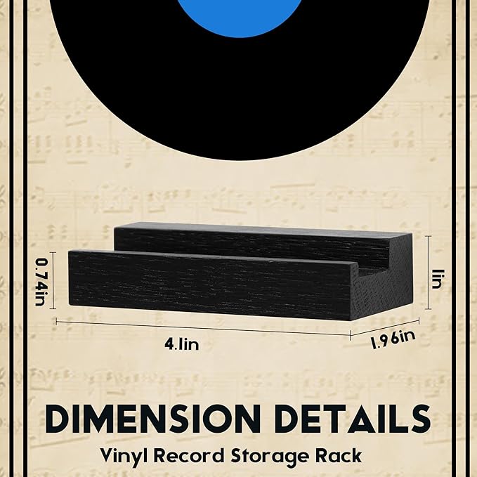 Wood Vinyl Record Shelf Wall Mount, Small Wall Record Holder Display Shelf, Vinyl Record Shelves Record Album Display Holder for LP, CD, Book Art Storage Vintage Home Decor (12, Black)