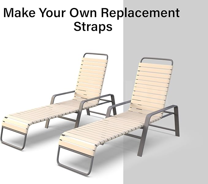 30' ft Vinyl Strap Outdoor Patio Lawn Furniture Repair Strap Strapping 2 Inch Wide Vinyl Strapping Replacement Straps for Patio Chairs Outdoor Lawn Furniture Repair Strap (Dark Brown) + 20 Rivets