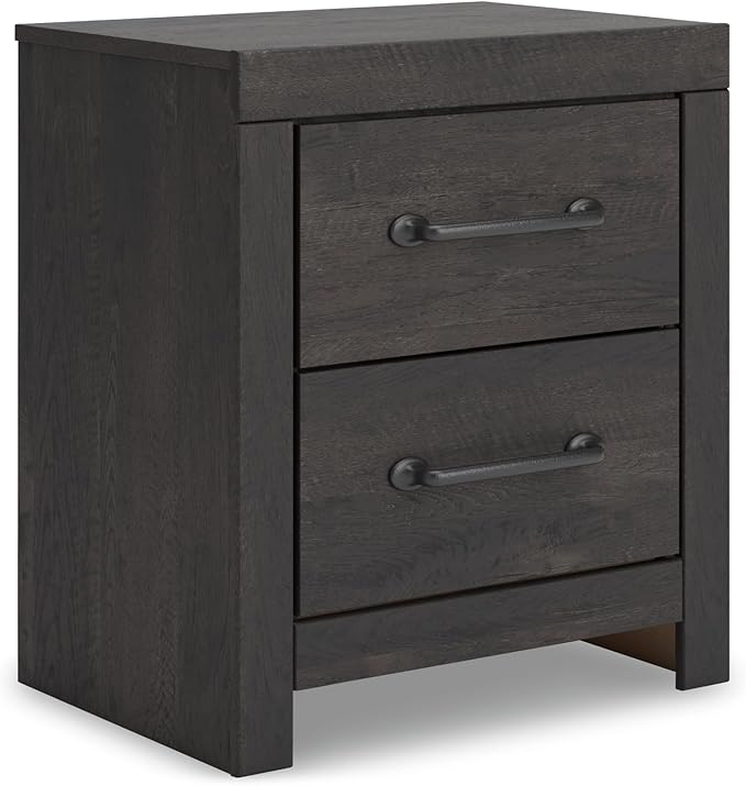 Signature Design by Ashley Delmorta Casual 2-Drawer Nightstand with USB Ports, Gray
