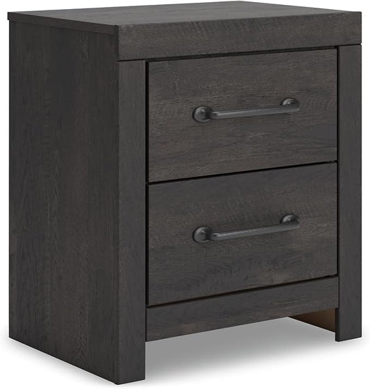 Signature Design by Ashley Delmorta Casual 2-Drawer Nightstand with USB Ports, Gray
