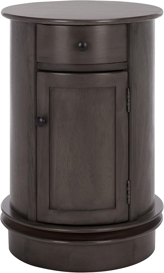 SAFAVIEH Home Collection – Tabitha Black Accent Table, Round Swivel Side Table with 1 Drawer & Interior Cabinet Storage, Classic Pedestal Design, Fully Assembled (AMH5712H)