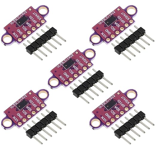 5 Pcs VL53L0X Lidar Sensor 2m Range High Precision Single-Point Distance Sensor GY-VL53L0XV2 Compact Lightweight ToF Module with I2C Interface for Arduino Raspberry Pi Robot IoT Projects Smart Homes