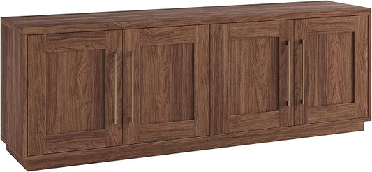 Henn&Hart TV Stand for TVs up to 75'' with 2 Concealed Storage Cabinets and Adjustable Shelves for Living Room, Family Room, or Office, Medium Walnut