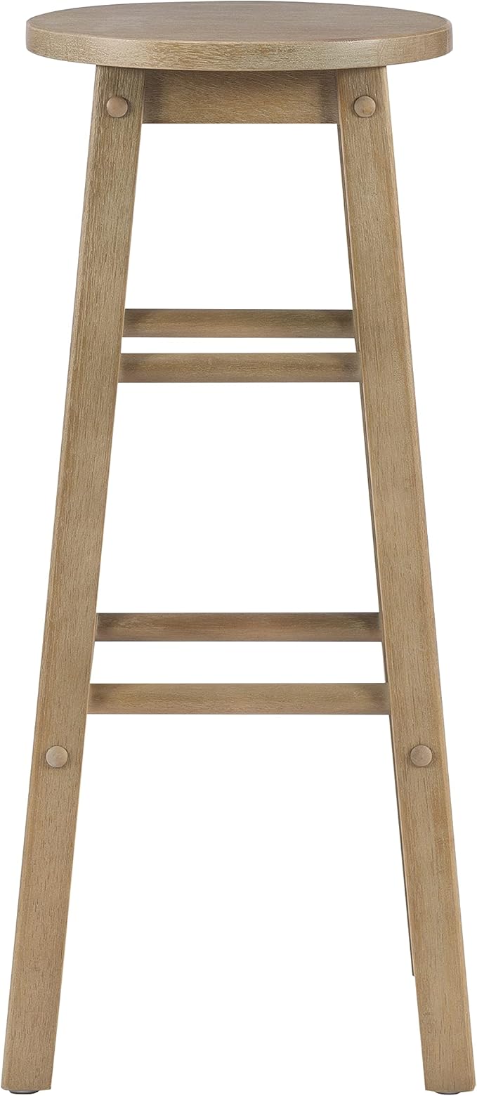 Zeke Grey Wash 29" Barstool with Round Seat by Linon