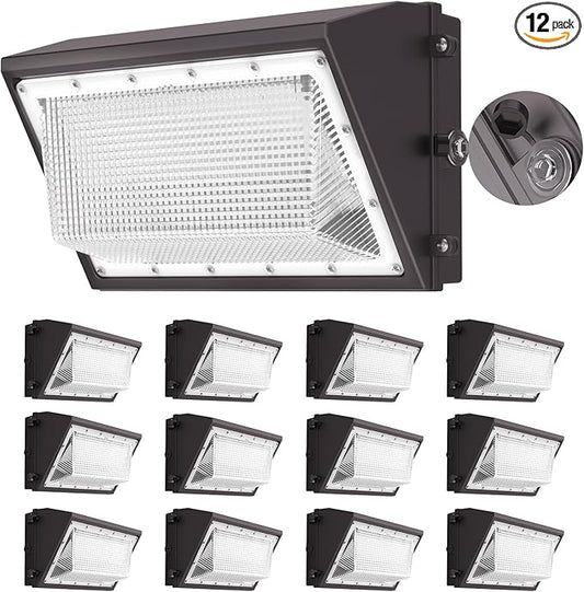 AIKVSXER 12 Pack 130W LED Wall Pack Light, Dusk to Dawn Photocell, 20,800LM 6000K IP65 Waterproof Commercial Outdoor Wall Lights for Parking Lot/Warehouses/Yard/Barn, AC120-277V