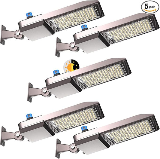 Lightdot 240W LED Parking Lot Lights Outdoor(36000LM Eqv 1000W HPS) 5000K Parking Lot Light Commercial, AC100-277V IP65 Led Pole Light Arm Mount with Photocell for Driveway Street Yard-5Pack