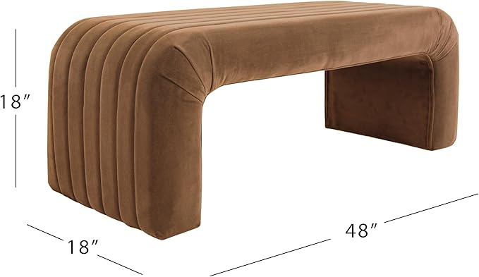 Spatial Order Modern Arch Channel Bench | Bench for Living Room & Bedroom | Decorative Home Furniture - Rust Orange Velvet