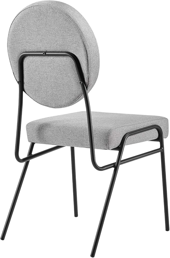 Modway Craft Fabric Upholstered Side Dining Chair in Black Light Gray