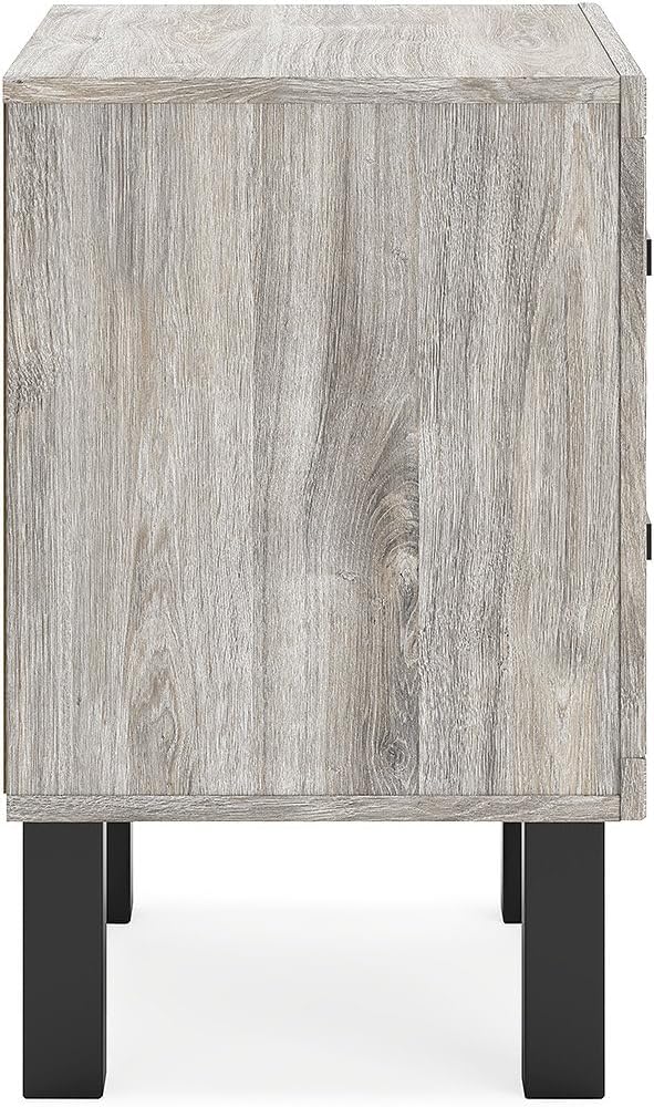 Signature Design by Ashley Vessalli Contemporary 2 Drawer Nightstand with Wireless Charging and USB Ports, 25" Tall, Light Gray & Black