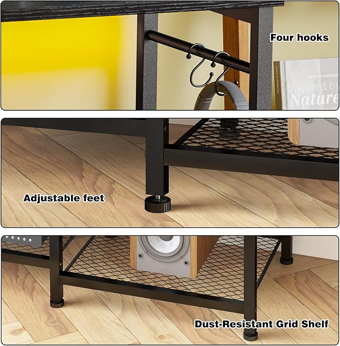 YGEOMER TV Stand for Living Room Entertainment Center for TVs Up to 55 Inches, TV Media Console Table Television Stands for Bedroom, Black