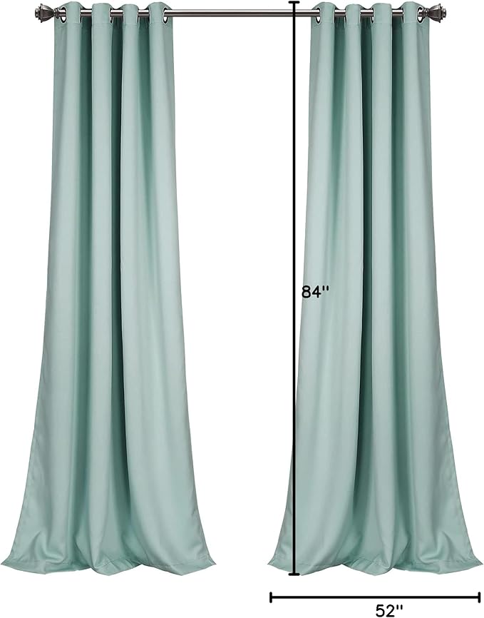 Lush Decor Insulated Grommet Blackout Window Curtain Panels, Pair, 52" W x 84" L, Blue - Classic Modern Design - Chic Window Decor - Long Curtains For Living Room, Bedroom, Or Dining Room