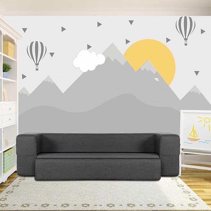 HonTop 8 Inch Folding Sofa Bed Couch Queen Memory Foam Convertible Futon Sleeper Chair Foam Bed for Bedroom Living Room Guest, Dark Grey