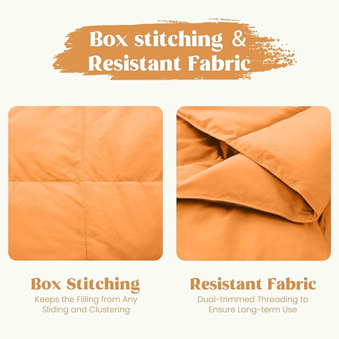 puredown® Soft Feather Down Throw Blanket Lightweight Packable Couch Throw for Indoor and Outdoor Use,Throw 50"X70", Orange
