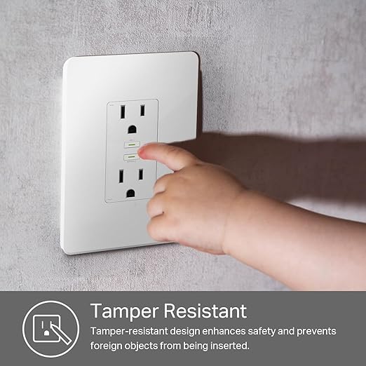 Kasa Smart Plug KP200, In-Wall Smart Home Wi-Fi Outlet Works with Alexa, Google Home & IFTTT, No Hub Required, Remote Control, ETL Certified , White, 1 Pack