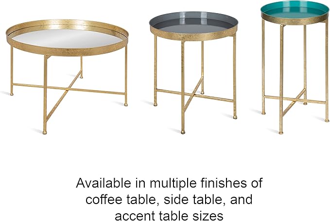 Kate and Laurel Celia Modern Round Coffee Table, 28 x 28 x 19, Black and Gold, Coffee Table for Living Room Decor, Storage, and Display
