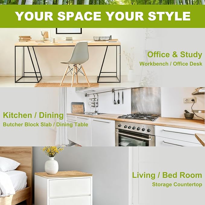 Universal Solid Wood Tabletop, DIY Multi-Purpose Desktop, Rectangular Countertop for Washer Stand, Shelf Board, Workbench & Dining Table, Compatible with Standing Desk Bases (23.6x15.7x0.8in)