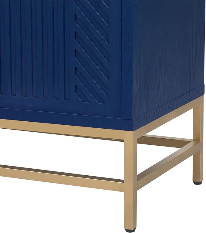 Ball & Cast 59.8" Sideboard Buffet Cabinet with Storage,Modern Coffee Bar Cabinet with 4 Doors and Adjustable Shelves,Wood Side Board Table with Gold Handles & Metal Legs for Living Room, Kitchen,Navy