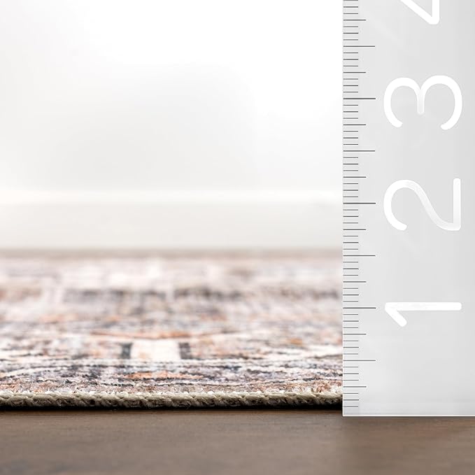 nuLOOM 2' x 3' Machine Washable Stain-Resistant Area Rug with Non Slip Backing, Low Profile for Living Room, Bedroom, and Dining Room, Bowie Rust
