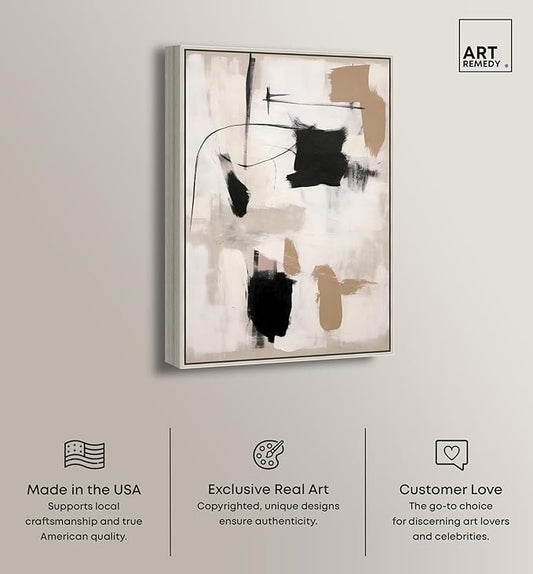 Art Remedy Strings in Abstraction Canvas Muted Abstract Wall Art, Silver Frame, 20" x 30"