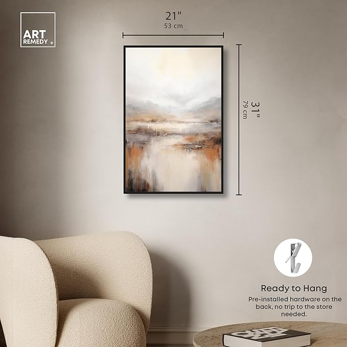 Art Remedy Natural Cascades Canvas Muted Abstract Wall Art, Black Frame, 20" x 30"