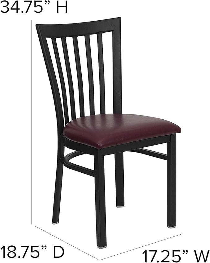 Flash Furniture 4 Pack HERCULES Series Black School House Back Metal Restaurant Chair - Burgundy Vinyl Seat