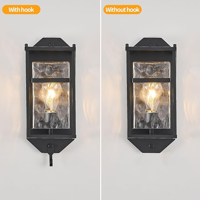 Outdoor Wall Light, Black Exterior Waterproof Lanterns with E26 Sockets, Porch Sconces Wall Mount Lighting Brightens to Garage,Patio,Front Door
