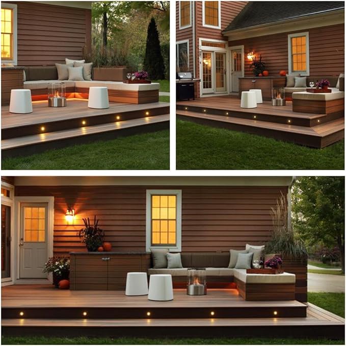FVTLED Low Voltage Recessed RGBW Deck Light, 20pcs Φ1.22 RGB & Warm White Stainless Steel Waterproof Outdoor Step Lighting In-ground Landscape Pathway Patio Stair Decor Lamp, Black