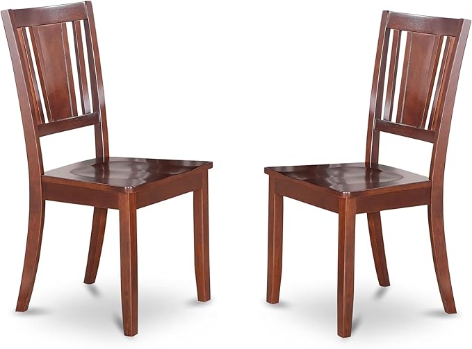 East West Furniture DUC-MAH-W Dudley Dining Room Chairs - Slat Back Wood Seat Chairs, Set of 2, Mahogany