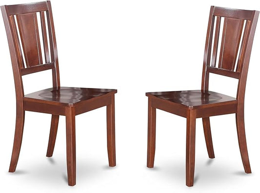 East West Furniture DUC-MAH-W Dudley Dining Room Chairs - Slat Back Wood Seat Chairs, Set of 2, Mahogany