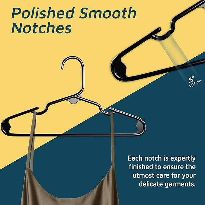 Lifemaster Plastic Kids Clothes Hanger – Children Clothes Hanger with Shoulder Notch, 11.6 Inch Space-Saving Closet Organizer for Baby, Toddler, and Kids Clothing, Hold Up to 5 lbs, Pack of 30, Black