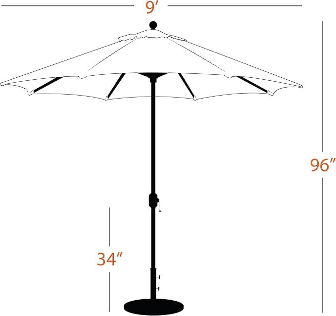 Galtech 9-Foot (Model 737) Deluxe Auto-Tilt Umbrella with Antique Bronze Frame and Sunbrella Fabric Forest Green (Includes Extended Frame Warrantee)