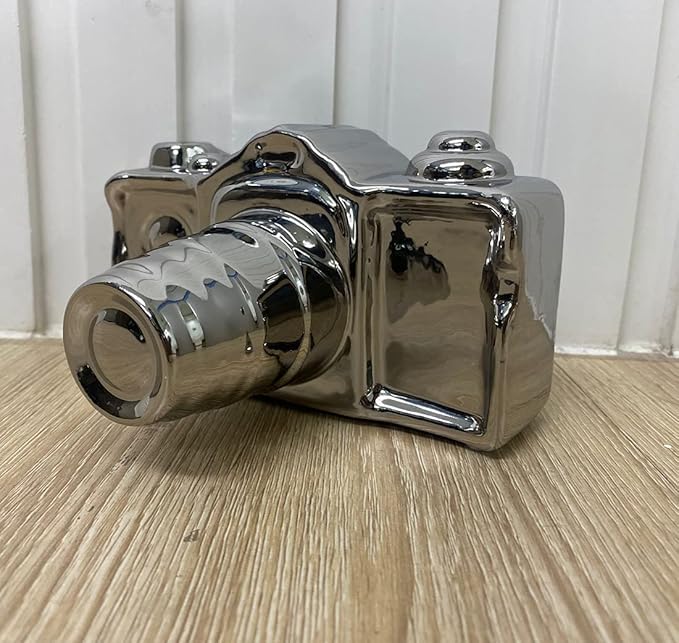 Artgenius Modern Camera Statue and Sculpture Sliver Home Decor,Ceramic Decorative Camera Sliver Table Decor for Shelf,Living Room,Bedroom