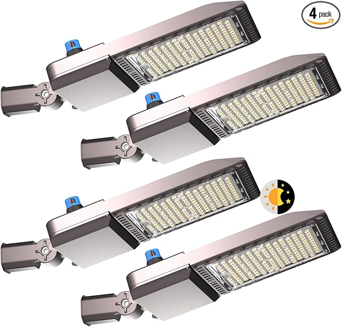 240W LED Parking Lot Lights 36000Lm 150LM/W 5000K Adjustable Slipfitter Mount with Smart Photocell Parking Lot Light, IP65 Waterproof ETL Listed LED Pole Light 6KV SPD 7Yrs Warranty -4Pack