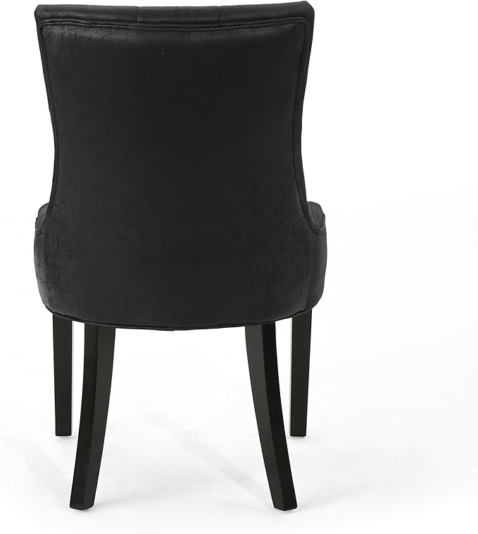 Christopher Knight Home Sarah Traditional Microfiber Dining Chairs (Set of 2), Black