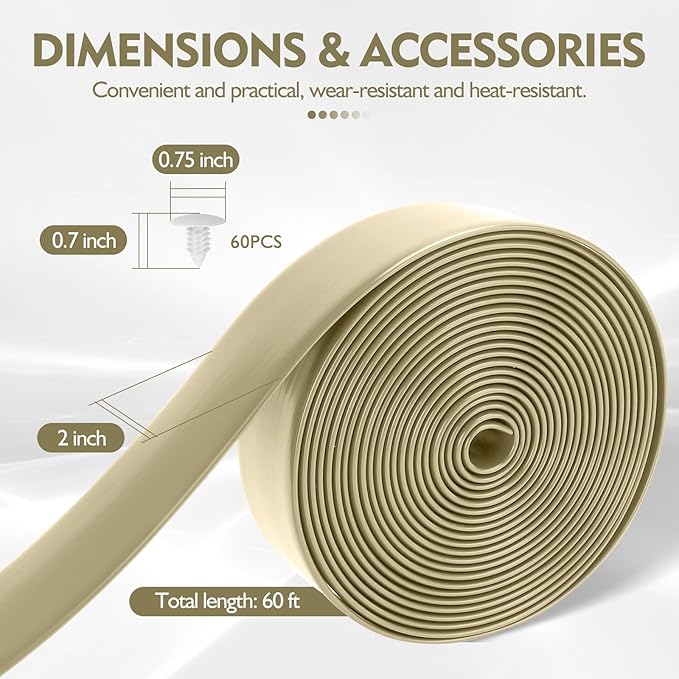 LukLoy 2" Wide 60ft Long Vinyl Straps for Patio Chairs Repair DIY + 60 Rivets, Replacement Straps for Lawn Chairs Patio Garden Balcony Outdoor Lounge Dining Furniture Repair, Driftwood