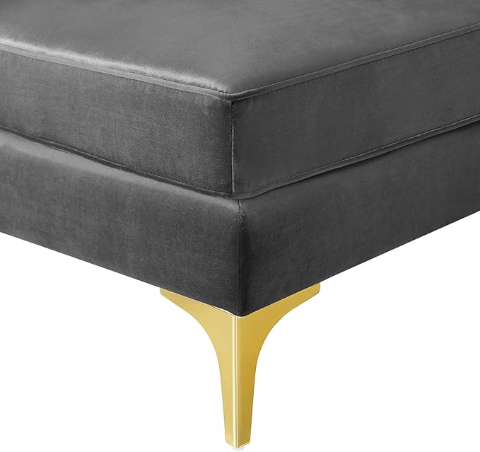 Modway EEI-3983-GRY Triumph Channel Tufted Performance Velvet Sectional Sofa Corner Chair, Gray