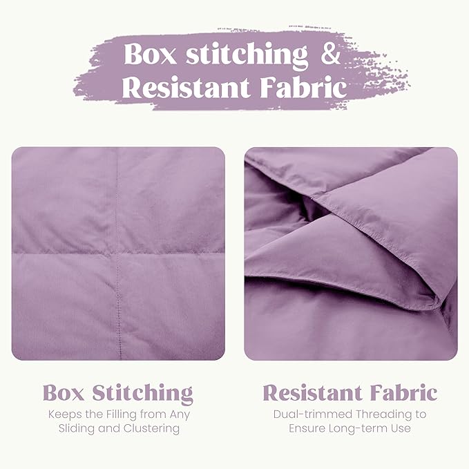 puredown® Soft Feather Down Throw Blanket Lightweight Packable Couch Throw for Indoor and Outdoor Use, Throw 50"X70",Lavender